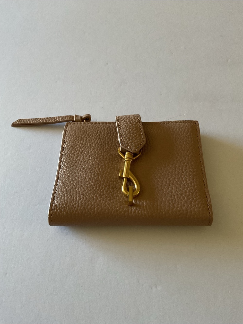 REBECCA MINKOFF MEGAN SLIM LEATHER WALLET TAN WITH GOLD NWOT
